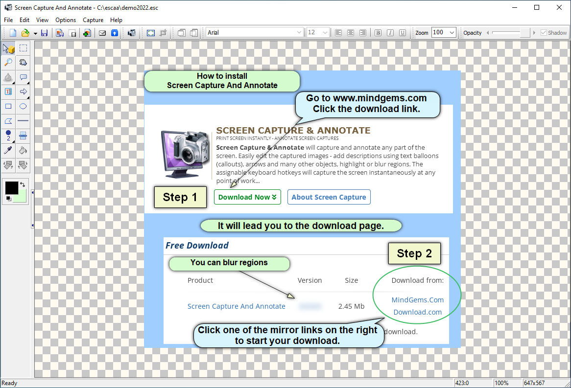 Screenshot of Easy Screen Capture And Annotation