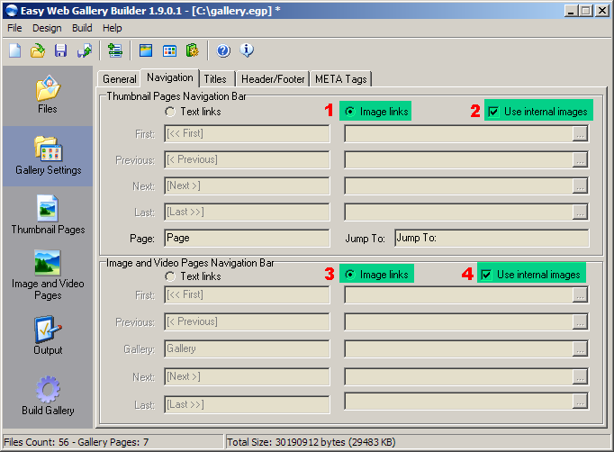 Images tab