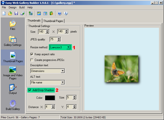 Thumbnail Pages tab