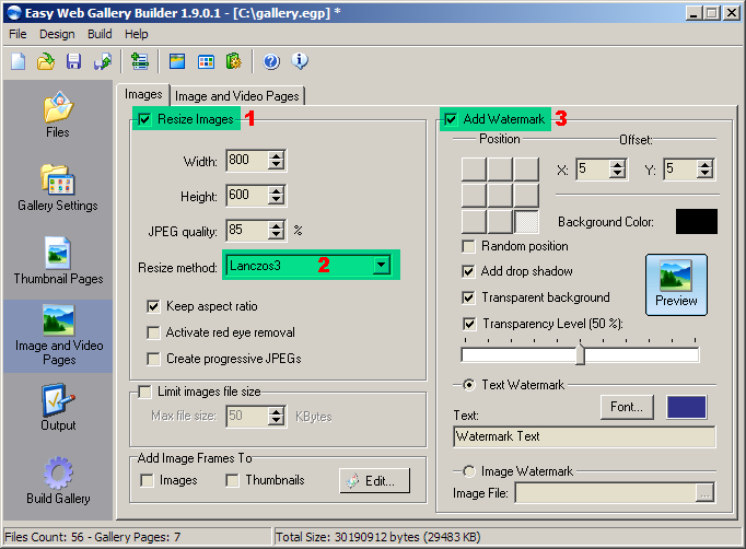 Thumbnail Pages tab