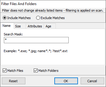 Drive Size Analysis. Filter Files And Folders