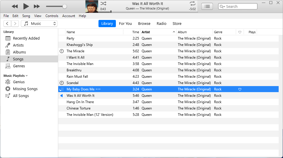 iTunes Missing Songs