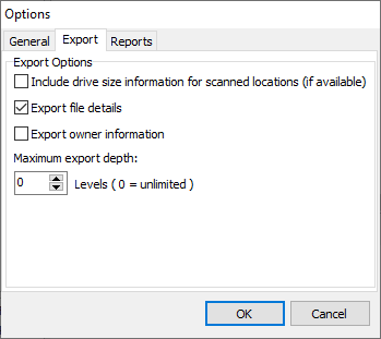 Wincows Export Folder Options